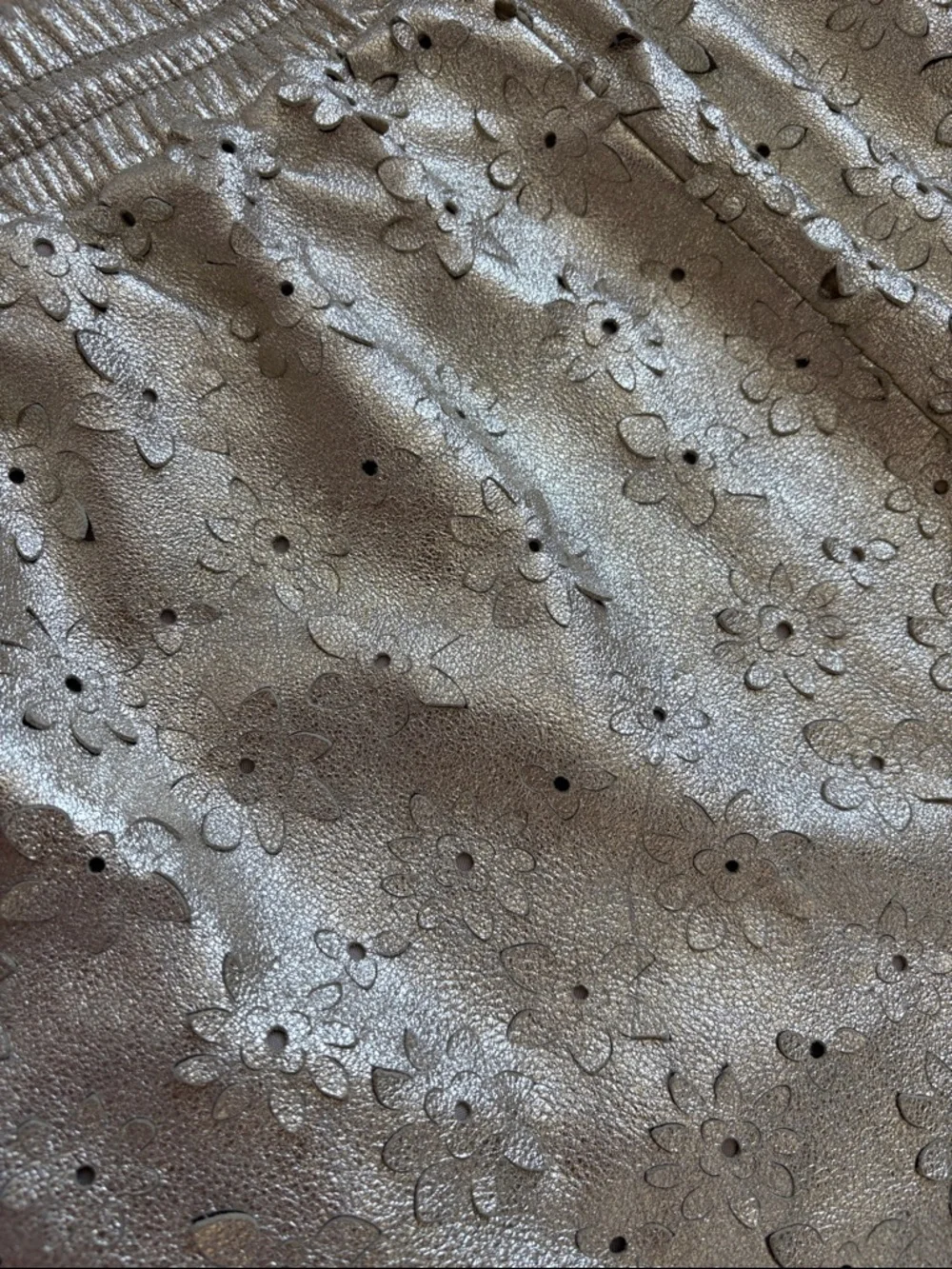 Anthropologie / Liefsdottir 100% Genuine Leather Gold Floral Metallic Skirt - 8